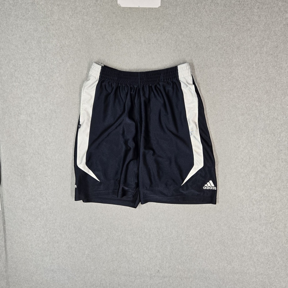 Adidas Men Activewear Shorts L Navy Athletic Logo Drawstring Pockets 7" Inseam